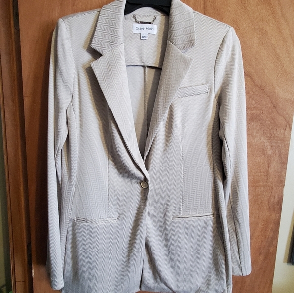 Calvin Klein Cream Blazer . Large. Knit Stretch. - Picture 1 of 8